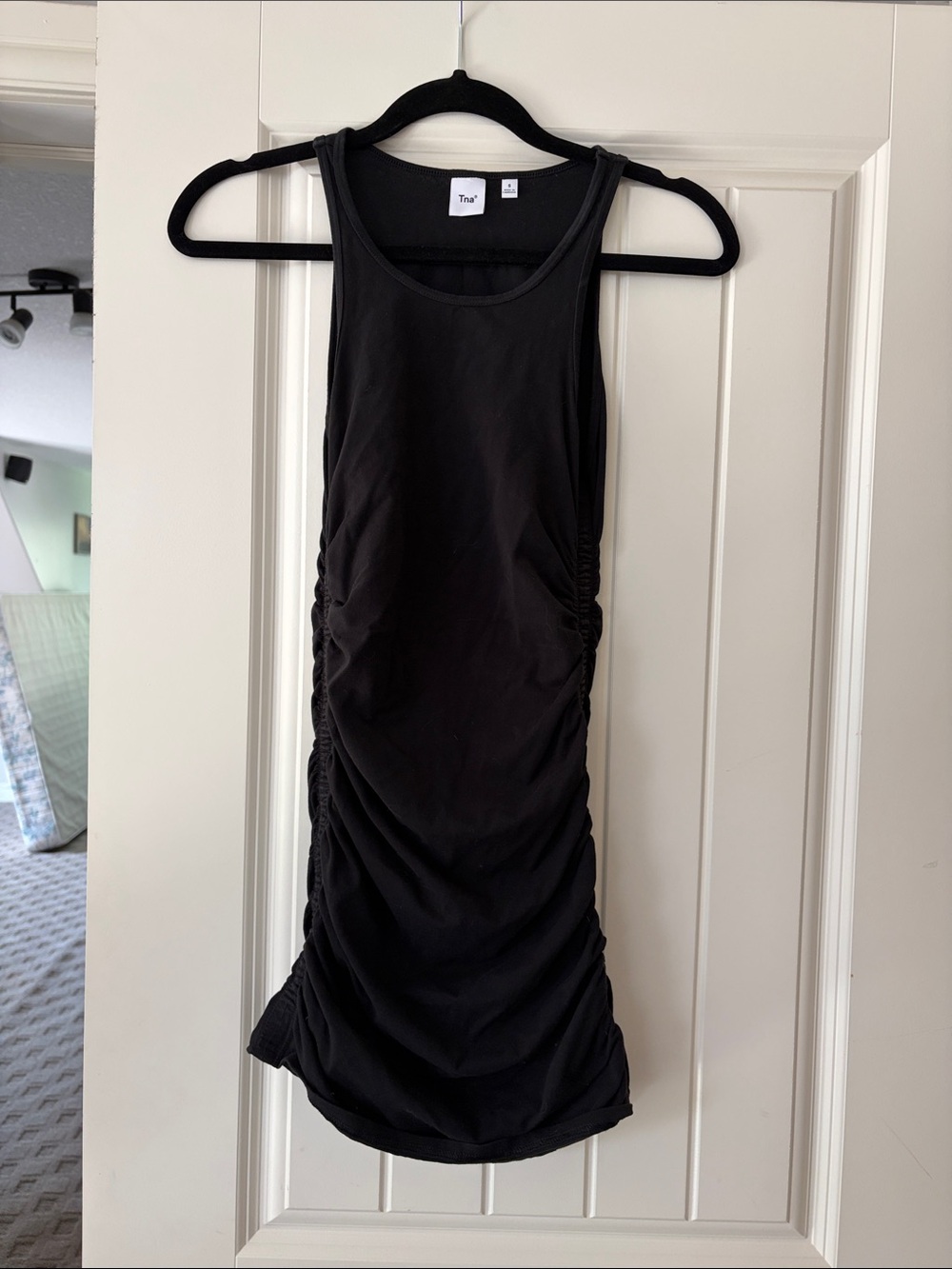 TNA Black Ruched Midi Tank Dress